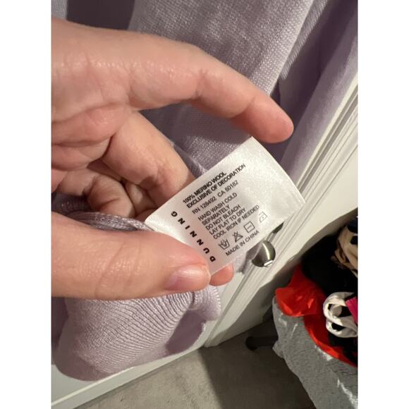 Dunning Merino Wool Long Sleeve 1/4 Zip Pullover Sweater Light Purple Men's L - Picture 5 of 8